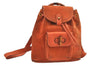 Authentic GUCCI Bamboo Drawstring Backpack Purse Suede Leather Orange 8419M