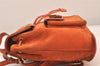 Authentic GUCCI Bamboo Drawstring Backpack Purse Suede Leather Orange 8419M