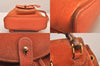 Authentic GUCCI Bamboo Drawstring Backpack Purse Suede Leather Orange 8419M