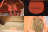 Authentic GUCCI Bamboo Drawstring Backpack Purse Suede Leather Orange 8419M