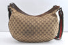Authentic GUCCI Web Sherry Line Shoulder Cross Bag GG Canvas Leather Brown 8422J