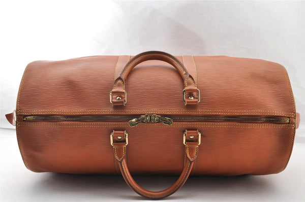 Authentic Louis Vuitton Epi Keepall 50 Boston Travel Bag Brown M42968 LV 8423I