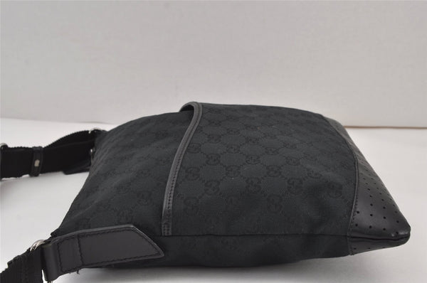 Authentic GUCCI Shoulder Cross Body Bag GG Canvas Leather 145857 Black 8423J