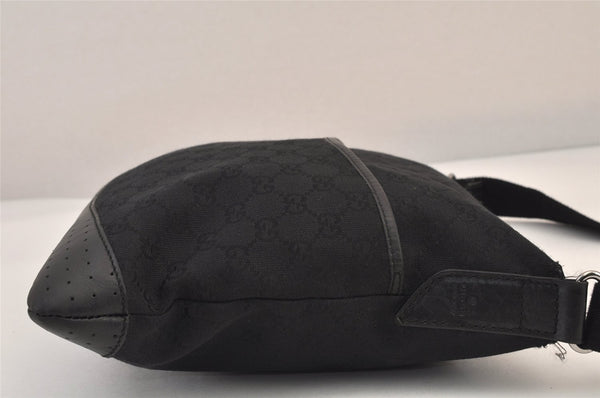 Authentic GUCCI Shoulder Cross Body Bag GG Canvas Leather 145857 Black 8423M