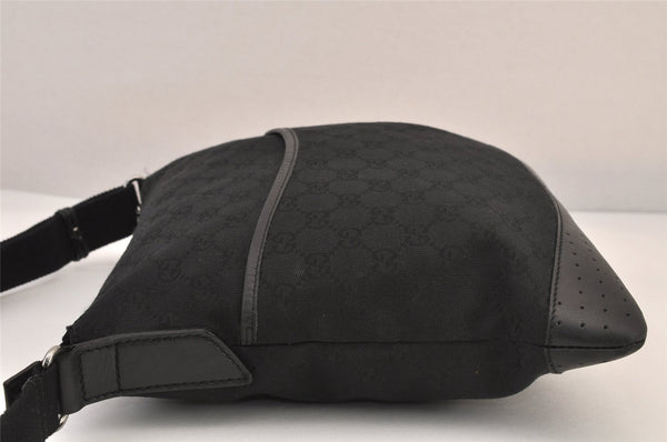 Authentic GUCCI Shoulder Cross Body Bag GG Canvas Leather 145857 Black 8423M