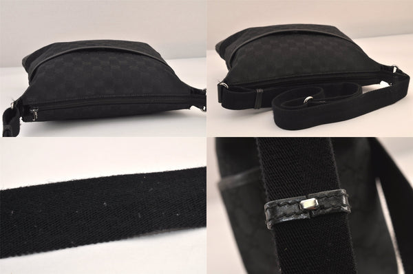 Authentic GUCCI Shoulder Cross Body Bag GG Canvas Leather 145857 Black 8423M