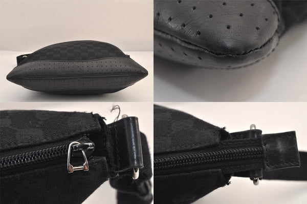 Authentic GUCCI Shoulder Cross Body Bag GG Canvas Leather 145857 Black 8423M
