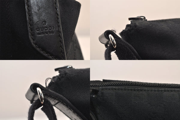 Authentic GUCCI Shoulder Cross Body Bag GG Canvas Leather 145857 Black 8423M