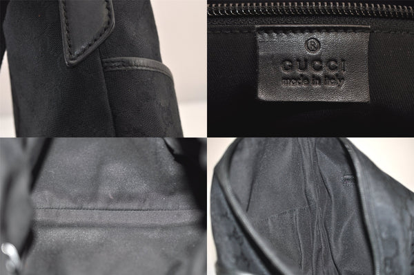 Authentic GUCCI Shoulder Cross Body Bag GG Canvas Leather 145857 Black 8423M