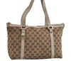 Authentic GUCCI Abbey Shoulder Tote Bag GG Canvas Leather 141470 Brown 8426I
