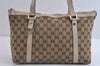 Authentic GUCCI Abbey Shoulder Tote Bag GG Canvas Leather 141470 Brown 8426I