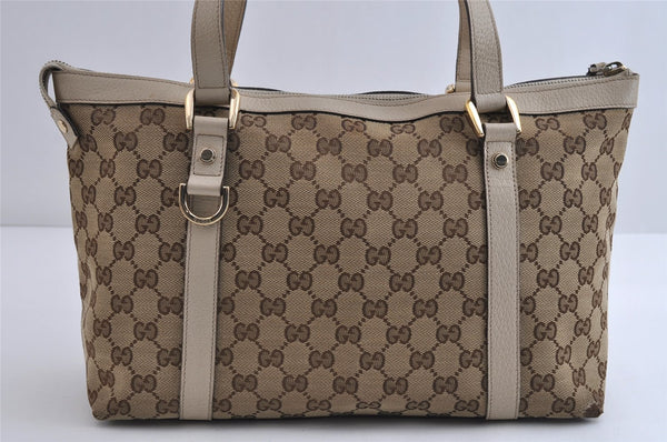 Authentic GUCCI Abbey Shoulder Tote Bag GG Canvas Leather 141470 Brown 8426I