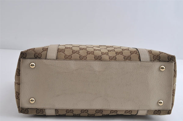 Authentic GUCCI Abbey Shoulder Tote Bag GG Canvas Leather 141470 Brown 8426I