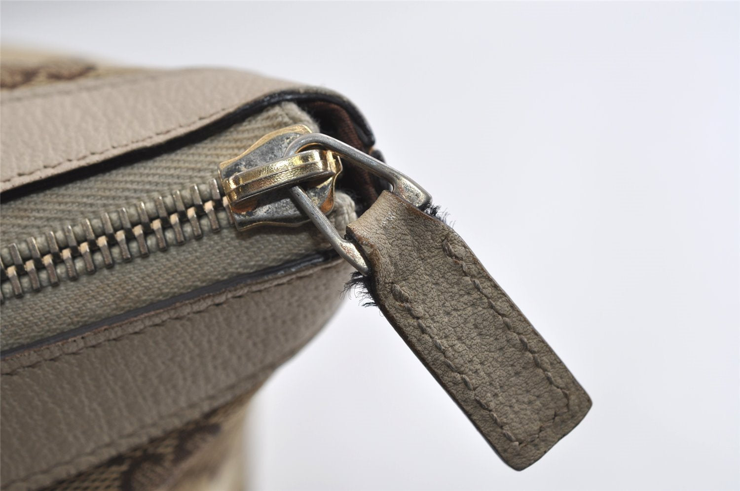 Authentic GUCCI Abbey Shoulder Tote Bag GG Canvas Leather 141470 Brown 8426I