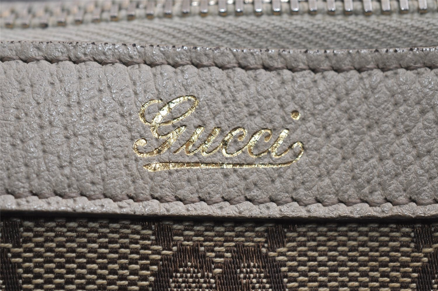 Authentic GUCCI Abbey Shoulder Tote Bag GG Canvas Leather 141470 Brown 8426I