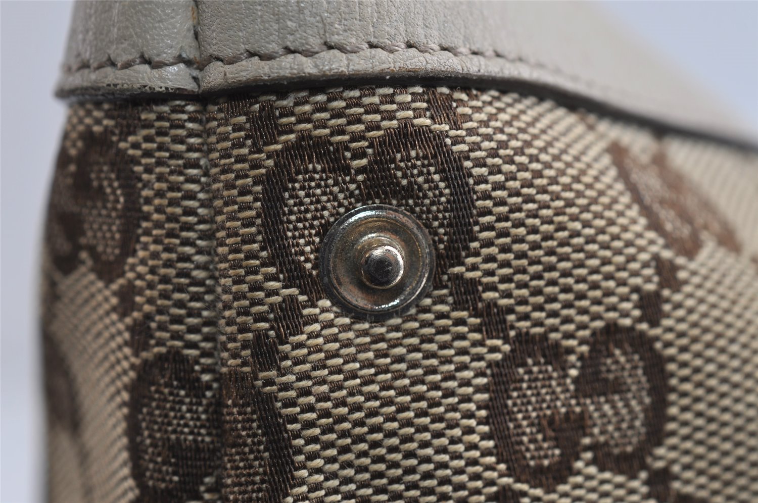 Authentic GUCCI Abbey Shoulder Tote Bag GG Canvas Leather 141470 Brown 8426I