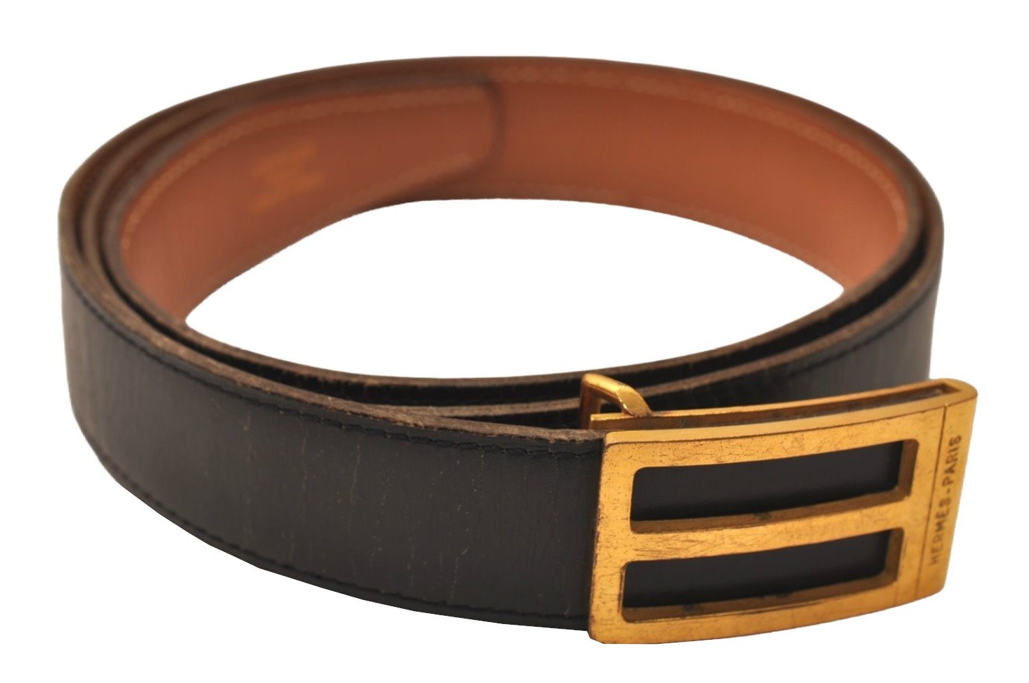 Authentic HERMES Leather Belt Reversible 35.8-37.4