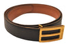 Authentic HERMES Leather Belt Reversible 35.8-37.4" Black Brown 8426J