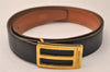 Authentic HERMES Leather Belt Reversible 35.8-37.4" Black Brown 8426J