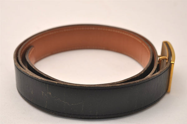 Authentic HERMES Leather Belt Reversible 35.8-37.4" Black Brown 8426J