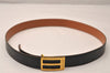 Authentic HERMES Leather Belt Reversible 35.8-37.4" Black Brown 8426J