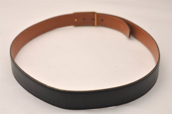 Authentic HERMES Leather Belt Reversible 35.8-37.4" Black Brown 8426J