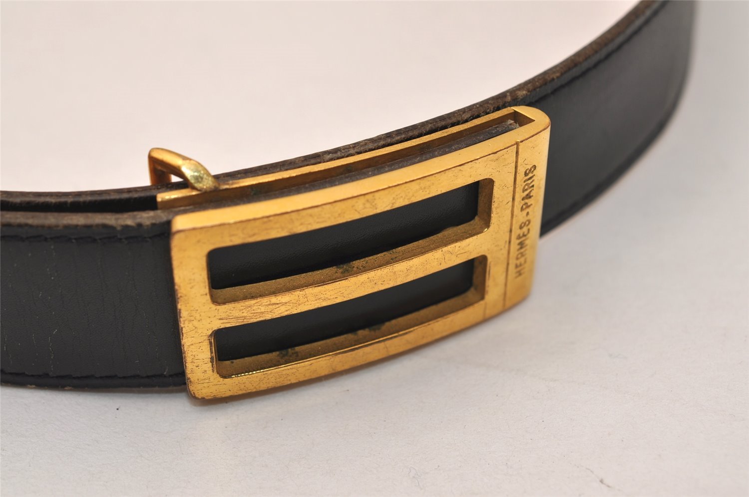 Authentic HERMES Leather Belt Reversible 35.8-37.4