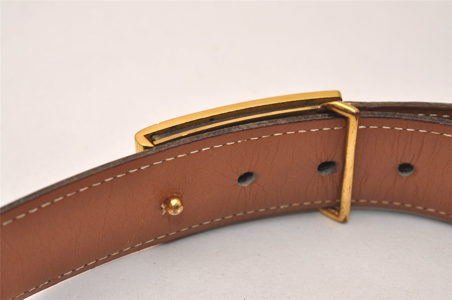 Authentic HERMES Leather Belt Reversible 35.8-37.4