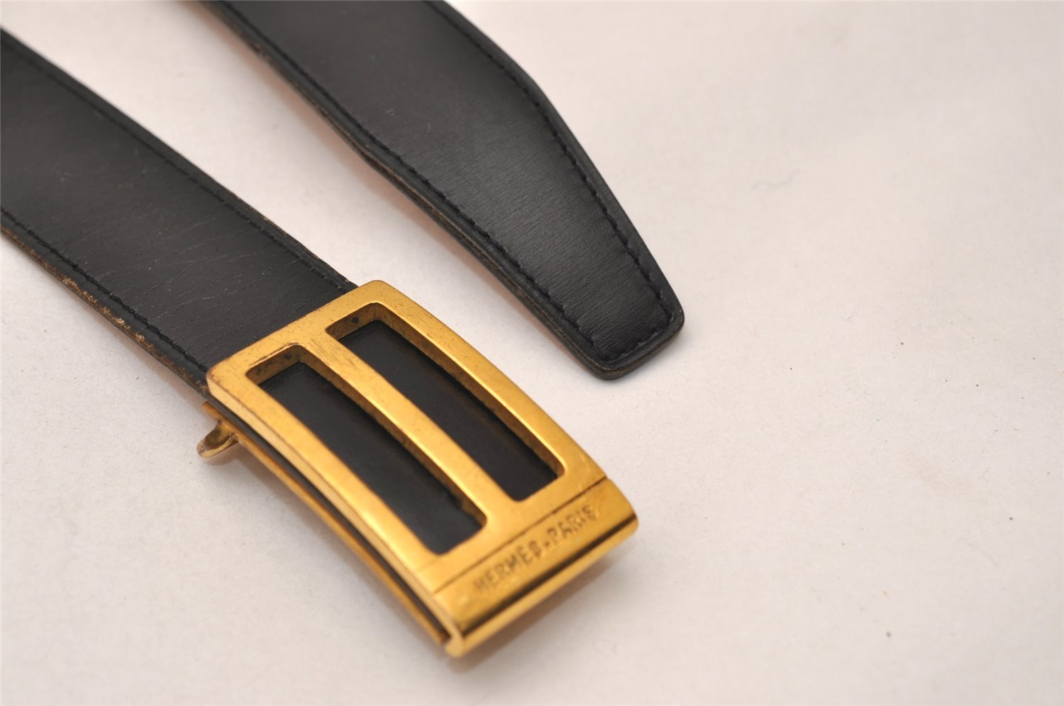 Authentic HERMES Leather Belt Reversible 35.8-37.4