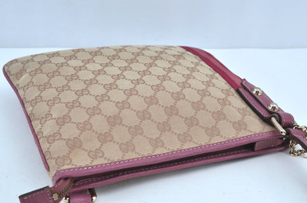 Authentic GUCCI Sherry Line Shoulder Bag GG Canvas Leather 144388 Beige 8427G