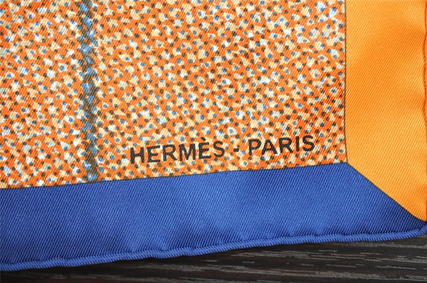 Authentic HERMES Carre 65 Scarf "REGARD DE SOIE" Silk Orange Box 8427I