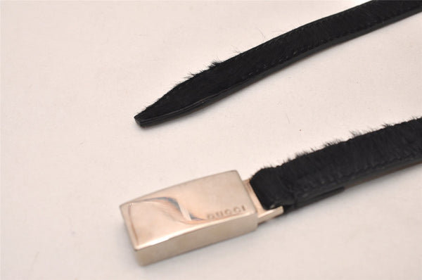 Authentic GUCCI Vintage Belt Unborn Calf Leather 30.3" Black 8428J