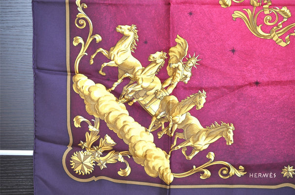 Authentic HERMES Carre 90 Scarf "COSMOS" Silk Purple Pink 8431I