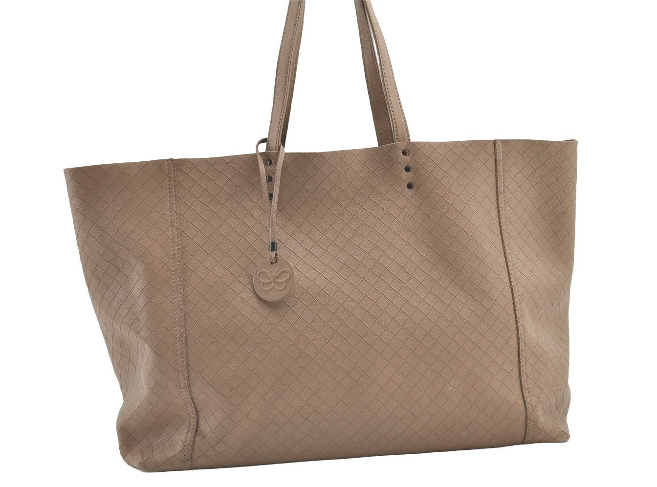 Authentic BOTTEGA VENETA Intrecciomirage Leather Shoulder Tote Bag Beige 8431J