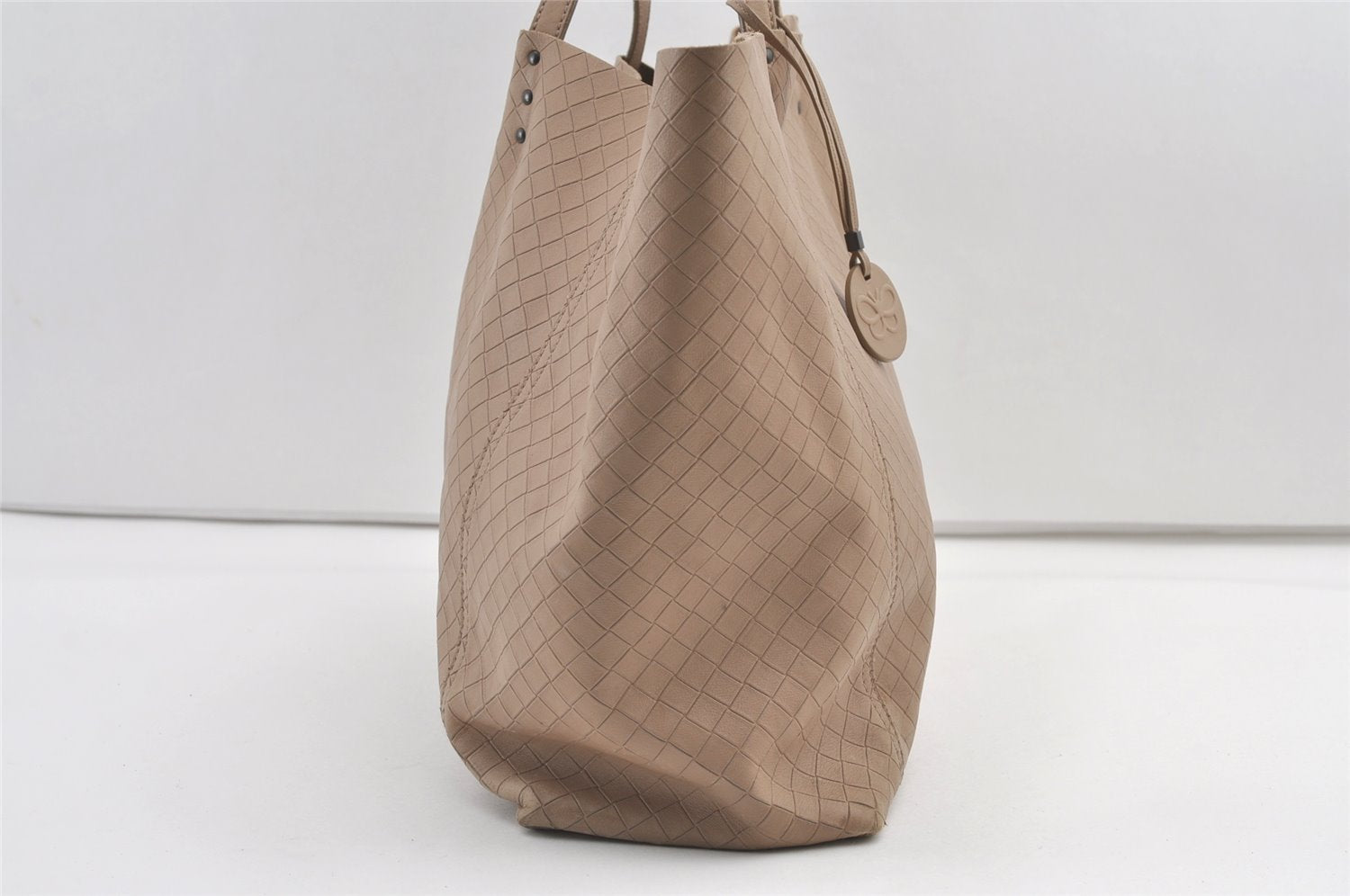 Authentic BOTTEGA VENETA Intrecciomirage Leather Shoulder Tote Bag Beige 8431J