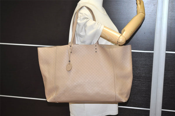 Authentic BOTTEGA VENETA Intrecciomirage Leather Shoulder Tote Bag Beige 8431J