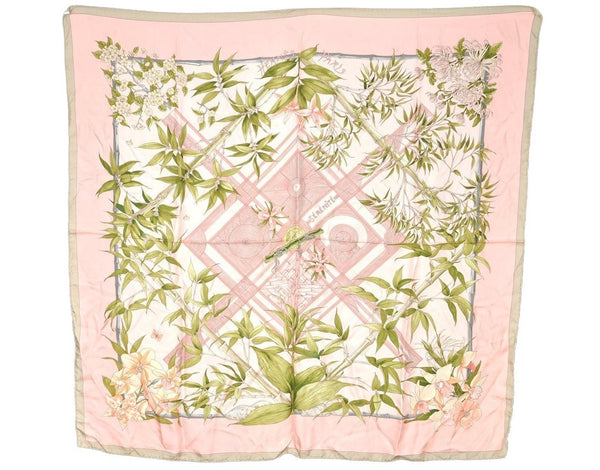 Authentic HERMES Carre 90 Scarf "SERENITE " Silk Beige Pink 8432I