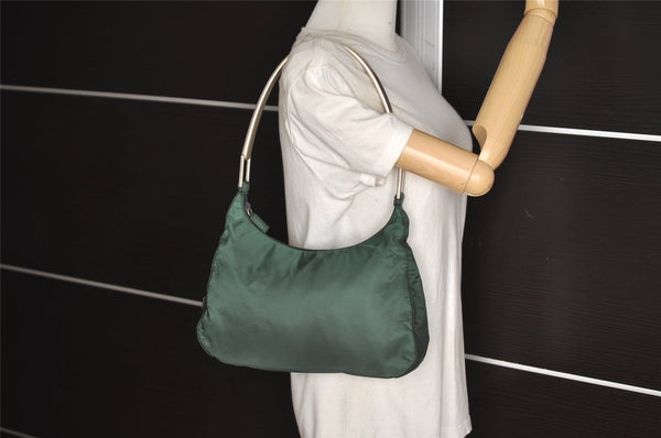 Authentic PRADA Vintage Nylon Tessuto Shoulder Hand Bag Purse Green 8434J