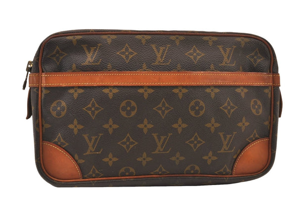 Authentic Louis Vuitton Monogram Compiegne 28 Clutch Hand Bag M51845 LV 8434M
