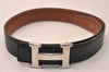 Authentic HERMES Constance Leather Belt Size 65cm 25.6" Black Brown Box 8435J