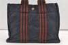 Authentic HERMES Vintage Fourre Tout PM Hand Tote Bag Canvas Navy 8436J