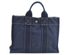 Authentic HERMES Vintage Deauville PM Hand Tote Bag Canvas Navy Blue 8437J