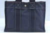 Authentic HERMES Vintage Deauville PM Hand Tote Bag Canvas Navy Blue 8437J