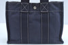 Authentic HERMES Vintage Deauville PM Hand Tote Bag Canvas Navy Blue 8437J