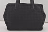 Authentic CHANEL New Travel Line Shoulder Tote Bag Nylon Leather Black 8438I