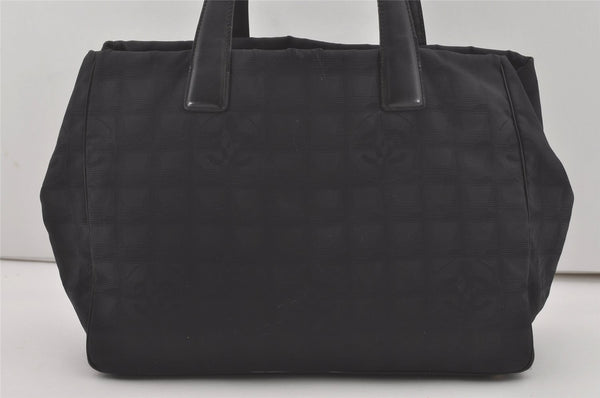 Authentic CHANEL New Travel Line Shoulder Tote Bag Nylon Leather Black 8438I
