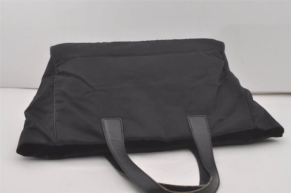Authentic CHANEL New Travel Line Shoulder Tote Bag Nylon Leather Black 8438I