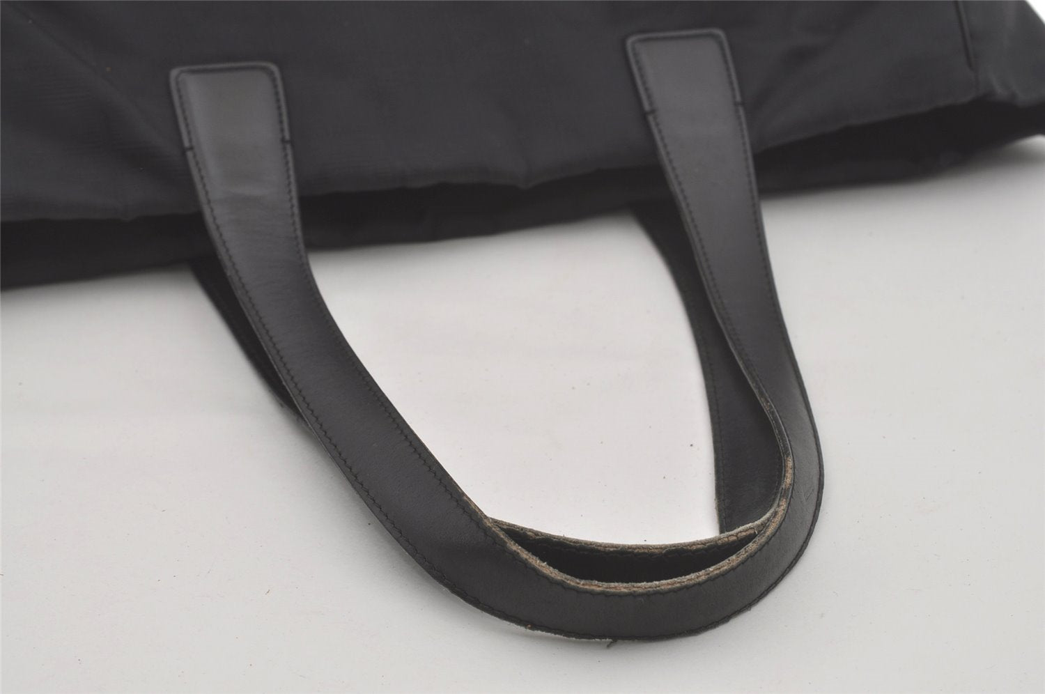 Authentic CHANEL New Travel Line Shoulder Tote Bag Nylon Leather Black 8438I
