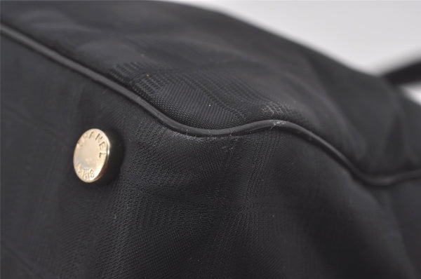 Authentic CHANEL New Travel Line Shoulder Tote Bag Nylon Leather Black 8438I