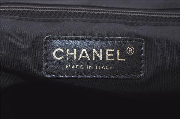 Authentic CHANEL New Travel Line Shoulder Tote Bag Nylon Leather Black 8438I